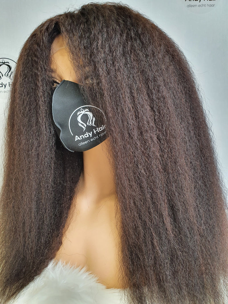 Kinky Straight, frontal lace wig, 200% density