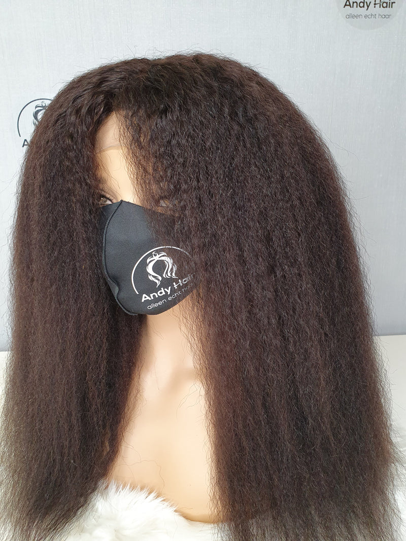 Kinky Straight, frontal lace wig, 200% density